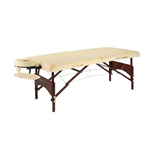 Master Massage Table de massage légère et portable en bois dargo, avec housse de transport, 70 cm de large, couleur crème