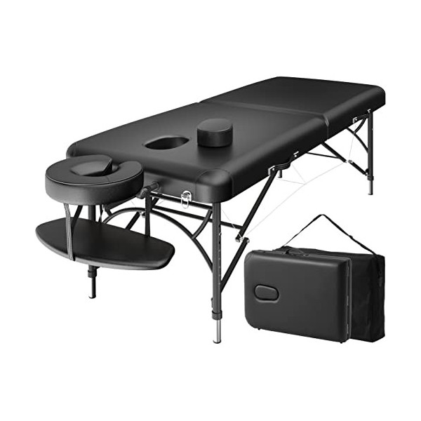 CLORIS Table de massage professionnelle portable 213,4 cm pliable et légère pour le visage Solon Spa Tatouage en hauteur régl