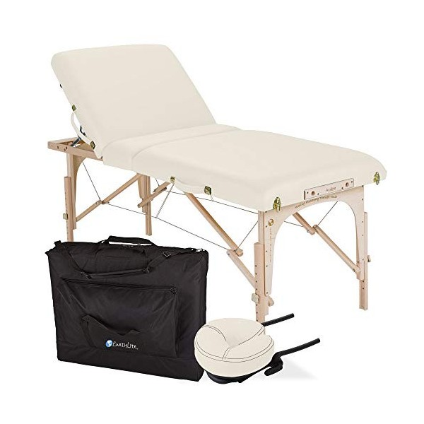 EARTHLITE Avalon Premium Table de massage portable - Incl. étui de rangement, têtière souple et autoajustable et coussin à mé