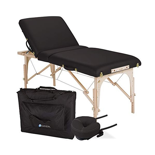 EARTHLITE Avalon Premium Table de massage portable - Incl. étui de rangement, têtière souple et autoajustable et coussin à mé