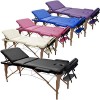 BELTOM Table de Massage 3 Zones Classique Portables 195 x 70 cm. Cosmetique lit esthetique Pliante Reiki + Sac - Noir