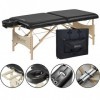 Master Massage Balboa Table de Massage Mobile avec Pieds en Bois Naturel et Sac de Transport Noir Brillant 71 cm