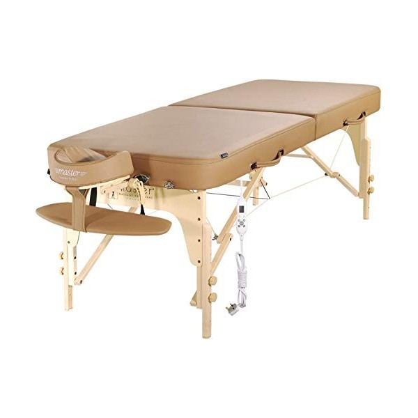 Master Massage 70cm Dessus Chauffant Phoenix TT Mousse à Mémoire de 7,6 cm Bois Table de Massage Portable avec sac de Transpo