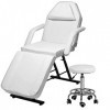 Waktavel Lit de beauté avec tabouret, table de massage réglable à 3 sections et tabouret, lit de tatouage avec accoudoirs amo