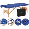 Master Massage Brady Pro Ensemble de Chaise de Massage Pliable en Bois Bleu Ciel 69 cm avec tête de lit et Sac de Transport