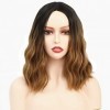 Short Wavy Wig with Bangs for Women Shoulder Length Bob Curly Womens Charming Synthetic Wigs with Natural Wavy Black To Brow