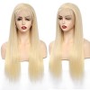 Perruque blonde avec dentelle frontale 33 x 10,2 cm, perruque raide 100 % cheveux brésiliens vierges non transformés avec des