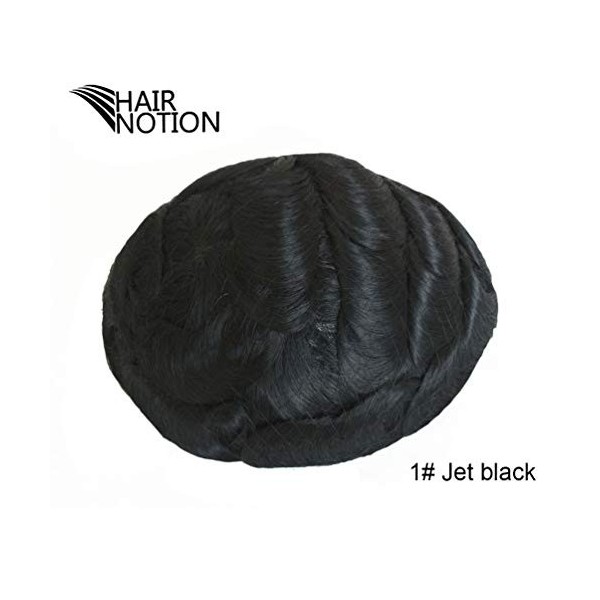 Hairnotion Top Qualité Couleur de cheveux Off Noir 1B Lace Front Skin postiches 20,3 x 25,4 cm Cheveux pièces