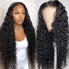 Ladiary Perruque Lace Frontal bresilienne water wave perruque femme naturelle noire longue perruque avec Perruques Lace Front