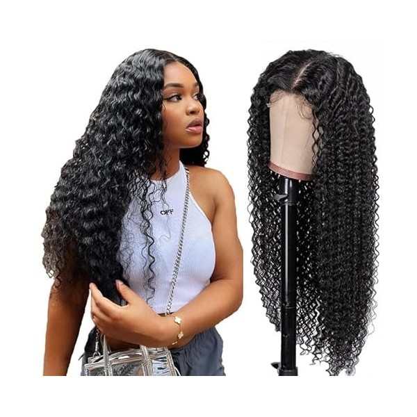 Perruques de cheveux humains ondulés de 76,2 cm avec dentelle frontale transparente HD de 33 x 10,2 cm de densité 150 % de ch