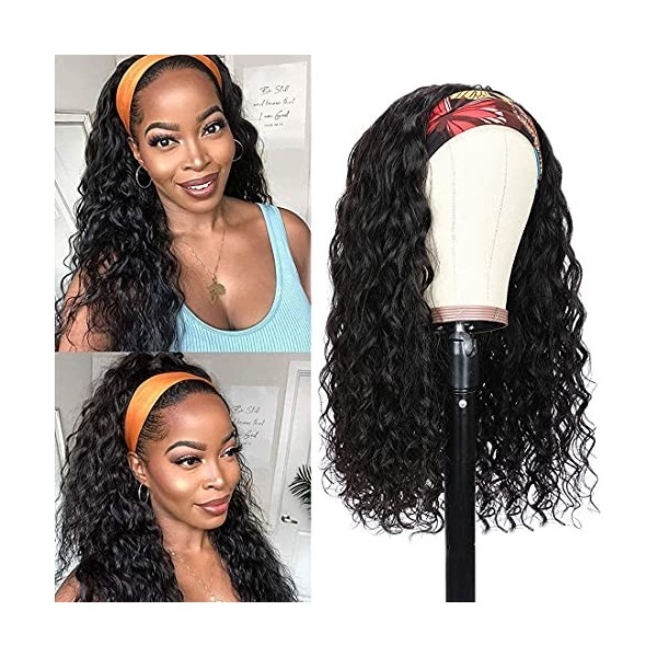 Blackmoon Hair Perruque en dentelle frontale de 33 x 10 cm - Cheveux humains ondulés - 66 cm - Pour femme noire - Densité de 