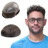 Lordhair Perruque Homme Naturel, Toupet pour Hommes à Peau Super Mince de 0,08 mm avec Front en Dentelle Français, Taille de 