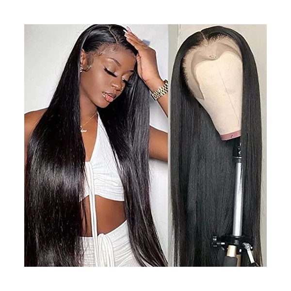 Perruque Bresilienne Perruque Femme Naturelle Cheveux Humain 13x4 Straihgt HD Lace Wig Human Hair for Black Women 180 Densité