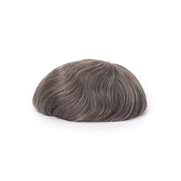 Lordhair Perruque pour Homme，Toupet Homme Naturel Cheveux Humains, 0,06 mm V-looped de Taille de Base de Peau Super Mince 20X