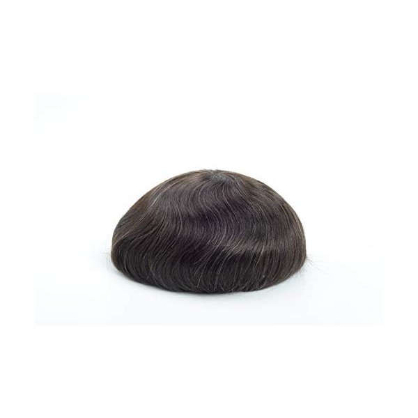 Lordhair Perruque pour Homme，Toupet Homme Naturel Cheveux Humains, 0,06 mm V-looped de Taille de Base de Peau Super Mince 20X