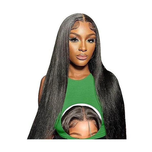 Perruque Naturelle Cheveux Humain Straight 4x4 HD Glueless Lace Front Wigs Wear and Go 100% bresilienne Virgin Hair Perruques