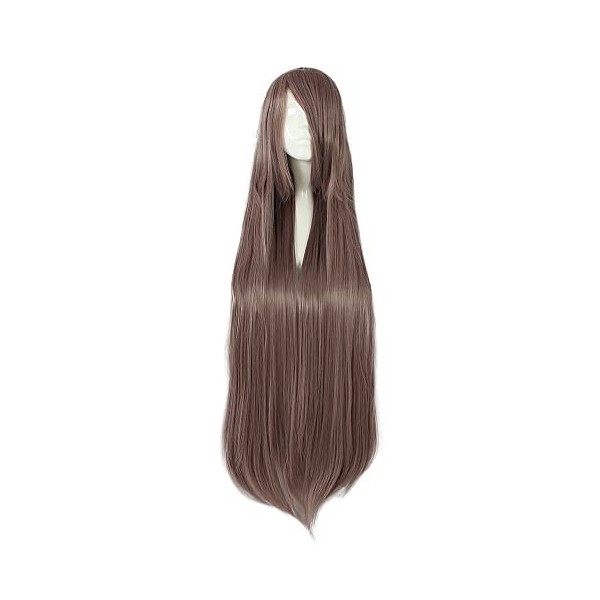 VOCOSTE Humain Cheveux Perruques pour Femme, 39" Perruques avec Perruque Casquette Longs Cheveux Brun Clair