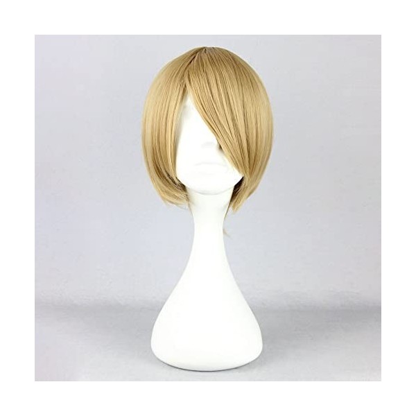 VOCOSTE Cheveux Humains Perruques pour Femmes, 12" Blonde Bob Perruque avec Casquette Perruque