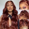 Perruque Femme Naturelle Brésilien 13x4 Lace Wig Human Hair Brun Rougeâtre Body Wave 33 Perruque Cheveux Humain HD Lace Huma