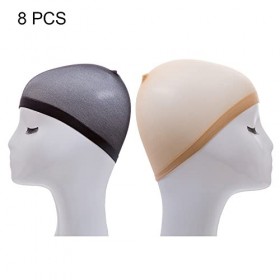 Lot de 8 bonnets de perruque en nylon respirant extensible pour maintenir la perruque en place, extensibles et respirants