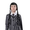 Perruque du Mercredi Addams Fille et Femme, Costume dHalloween de la Famille Addams, Perruque Tressée Noire avec Franges pou