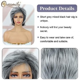 Creamily Perruque courte pour femmes, coupe Pixie, perruque moelleuse en couches, perruque mulet à bascule des années 80 pour