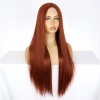 PORSMEER Perruque Rouge Cuivré Naturelle Longue Lisse Perruque avec partie centrale lace Hairline wig perruque Synthétique Ch