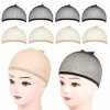 BCBF 8 PCS perruque bandeau bonnet perruque bonnet perruque femme perruque bandeau cheveux humain filet cheveux lace wig band