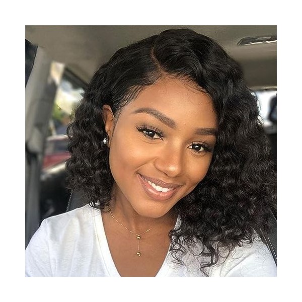 Deep Wave Lace Front Bob Wigs Human Hair 25cm Perruque frontale en dentelle à vagues profondes 13x4 Glueless Deep Curl Lace F