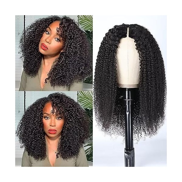 Perruque femme naturelle V part wig human hair perruque bresilienne Afro Kinky Curly upgrade U part wig human hair less leave