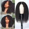 Perruque femme naturelle V part wig human hair perruque bresilienne Afro Kinky Curly upgrade U part wig human hair less leave