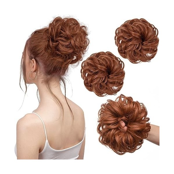 PORSMEER 2 pièces Chignon Postiche Cheveux Grande Postiches Bouclés Ondulés Extensions Chouchou Cheveux Naturel Queue de Chev