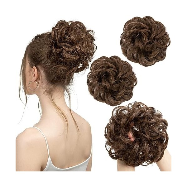 PORSMEER 2 pièces Chignon Postiche Cheveux Grande Postiches Bouclés Ondulés Extensions Chouchou Cheveux Naturel Queue de Chev