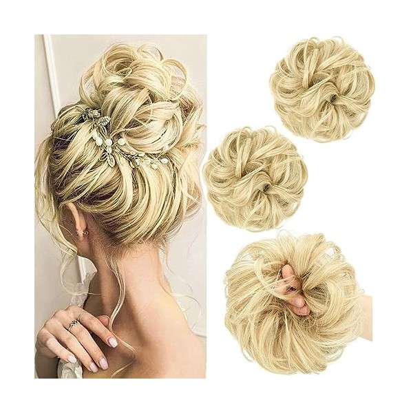 PORSMEER 2 pièces Chignon Postiche Cheveux Grande Postiches Bouclés Ondulés Extensions Chouchou Cheveux Naturel Queue de Chev