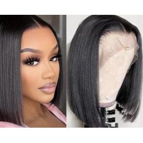 13x4 HD Transparent Straight Lace Front Bob Wigs Human Hair Beauty87 Brazilian Straight Virgin Hair Bob Wigs for Black Women 