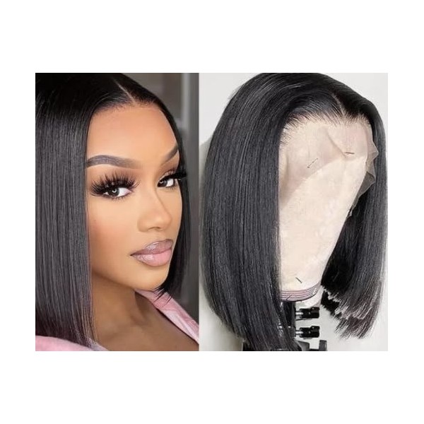 13x4 HD Transparent Straight Lace Front Bob Wigs Human Hair Beauty87 Brazilian Straight Virgin Hair Bob Wigs for Black Women 