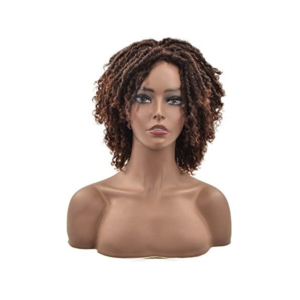 Ombre Brown dreadlock femmes perruque boucles courtes tresse synthétique perruque résistant à la chaleur perruque quotidienne