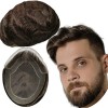 Toupet Cheveux Humains pour Hommes Yanahair Toupee Respirant Suisse Dentelle Avec PU Postiche Base Perruques, Densité Moyenne