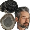 Toupet Cheveux Humains pour Hommes Yanahair Toupee Respirant Suisse Dentelle Avec PU Postiche Base Perruques, Densité Moyenne