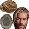 Toupet Cheveux Humains pour Hommes Yanahair Toupee Respirant Suisse Dentelle Avec PU Postiche Base Perruques, Densité Moyenne