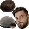 Toupet Cheveux Humains pour Hommes Yanahair Respirant Suisse Dentelle Postiche Base Perruques,Densité Moyenne Légère Postiche