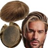 Toupet Cheveux Humains pour Hommes Yanahair Respirant Suisse Dentelle Postiche Base Perruques,Densité Moyenne Légère Postiche