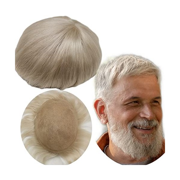 Toupet Cheveux Humains pour Hommes Yanahair Respirant Suisse Dentelle Postiche Base Perruques,Densité Moyenne Légère Postiche