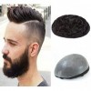 Axowr Toupet pour homme Super 0,1 mm Peau Toutes les technologies V-looped avec 100 % cheveux humains pour homme 1B 