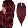 Toupet Femme Complément Capillaire Volumateur Cheveux Naturels Silk Top Base Avec Frange Clip In Toppers, 14"/35cm, 4P27 Chât