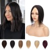 Toupet Femme Complément Capillaire Volumateur Cheveux Naturels Silk Top Base Avec Frange Clip In Toppers, 14"/35cm, 4P27 Chât