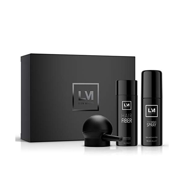 LEON MIGUEL All in One Box | Fiber Hold Spray + applicateur | Cheveux dispersés de qualité supérieure avec effet immédiat sur