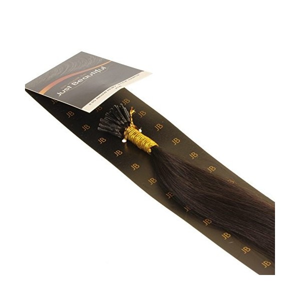 Just Beautiful Hair and Cosmetics Extensions capillaires avec micro anneaux pour pose à froid Cheveux naturels Remy 60 cm 1 g