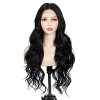 FASHION IDOL Perruque Synthétique Iridescente Body Wave Longue Dentelle Partiellement Divisée Couture de Cheveux + Dentelle A