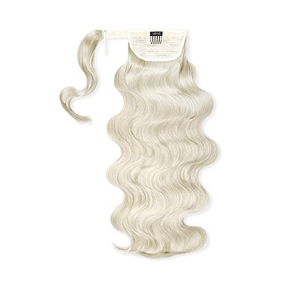 Lullabellz Grande Hollywood Wave Poney enveloppant, 66 cm de long, blond décoloré